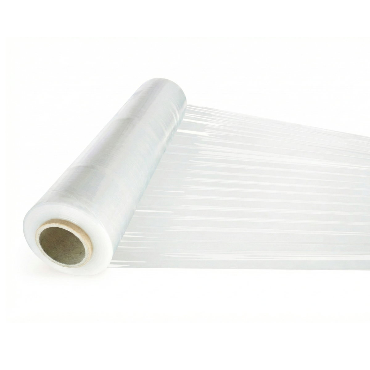 Industrial-grade transparent stretch film roll for manual pallet wrapping in distribution centers in Santo Domingo.