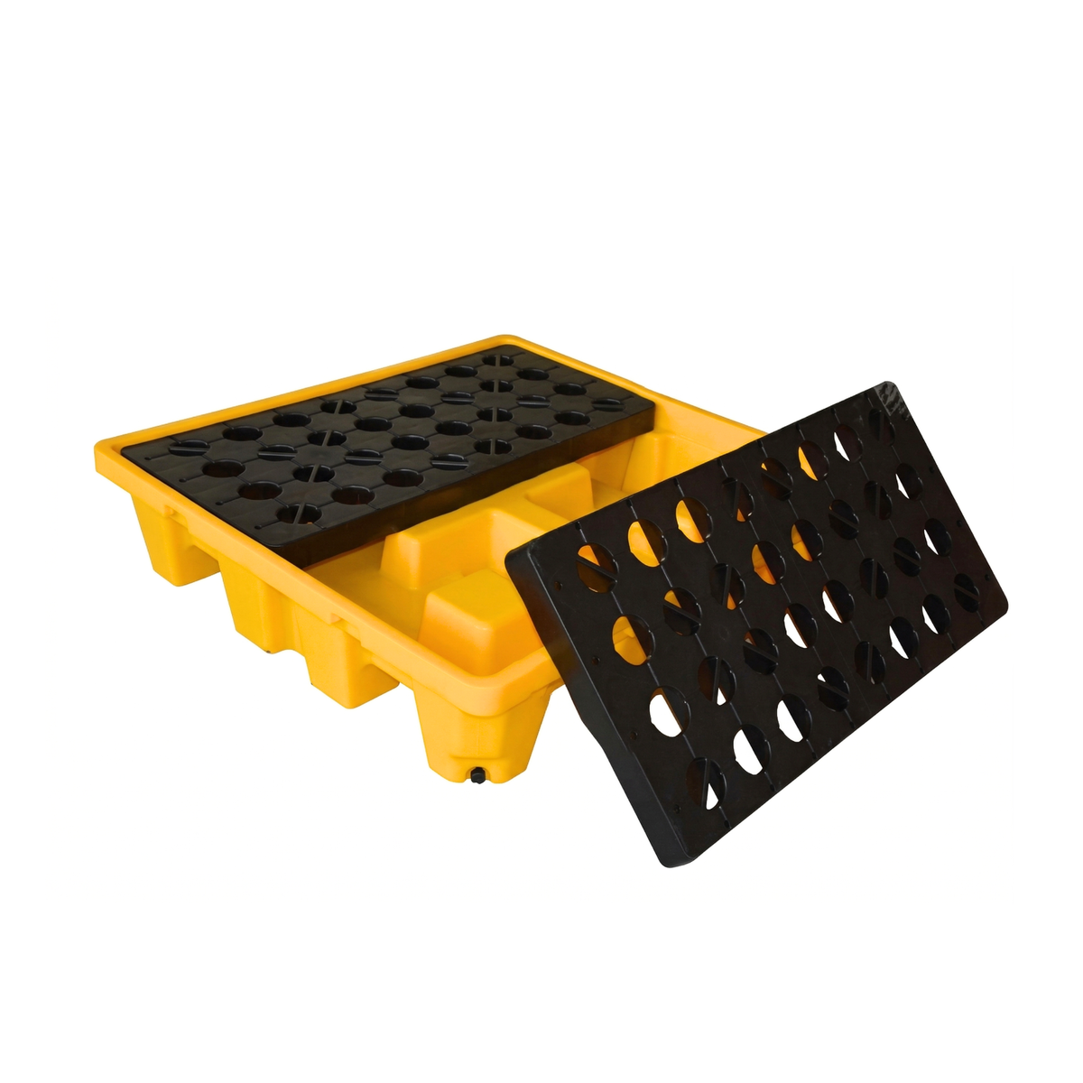 Spill containment platform showing its removable top grate.