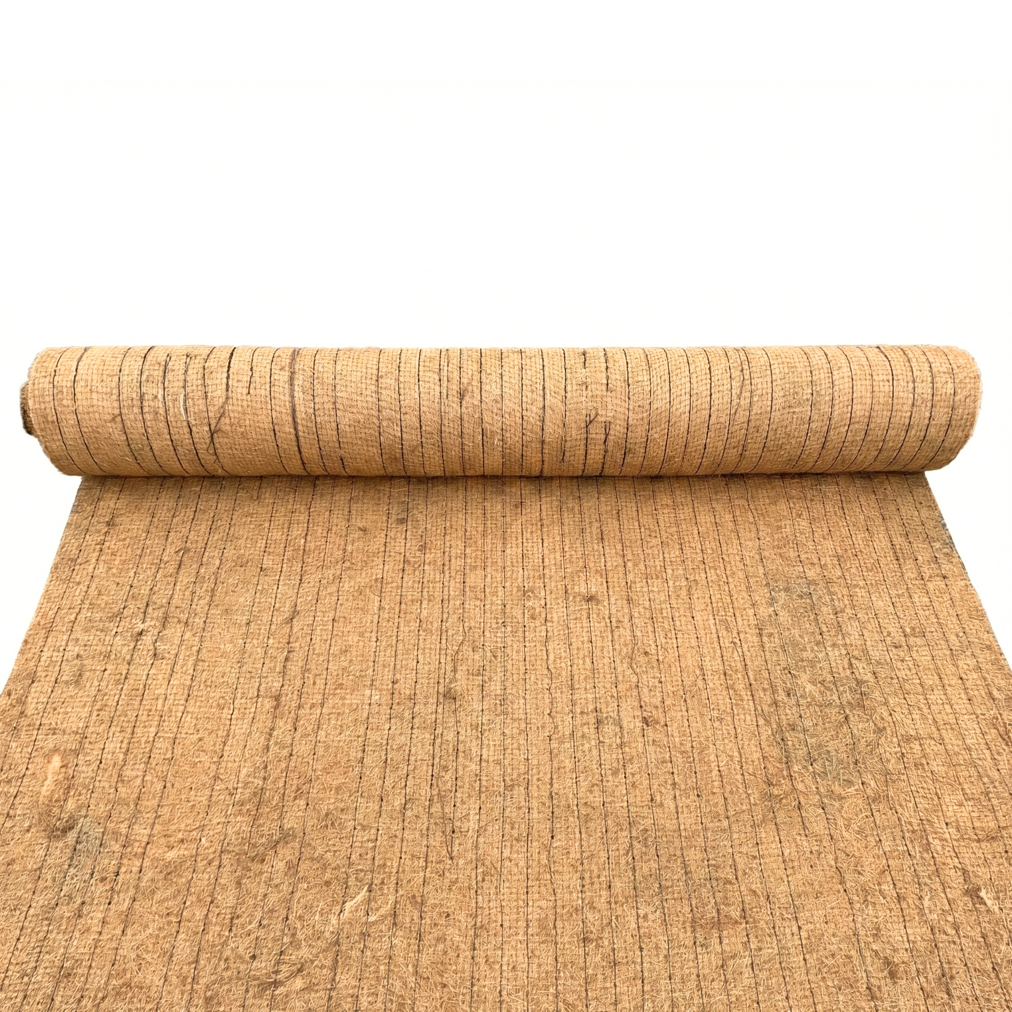 Rouleau de couverture biologique en coco ou natte en fibre naturelle pour projets de génie civil en République dominicaine.