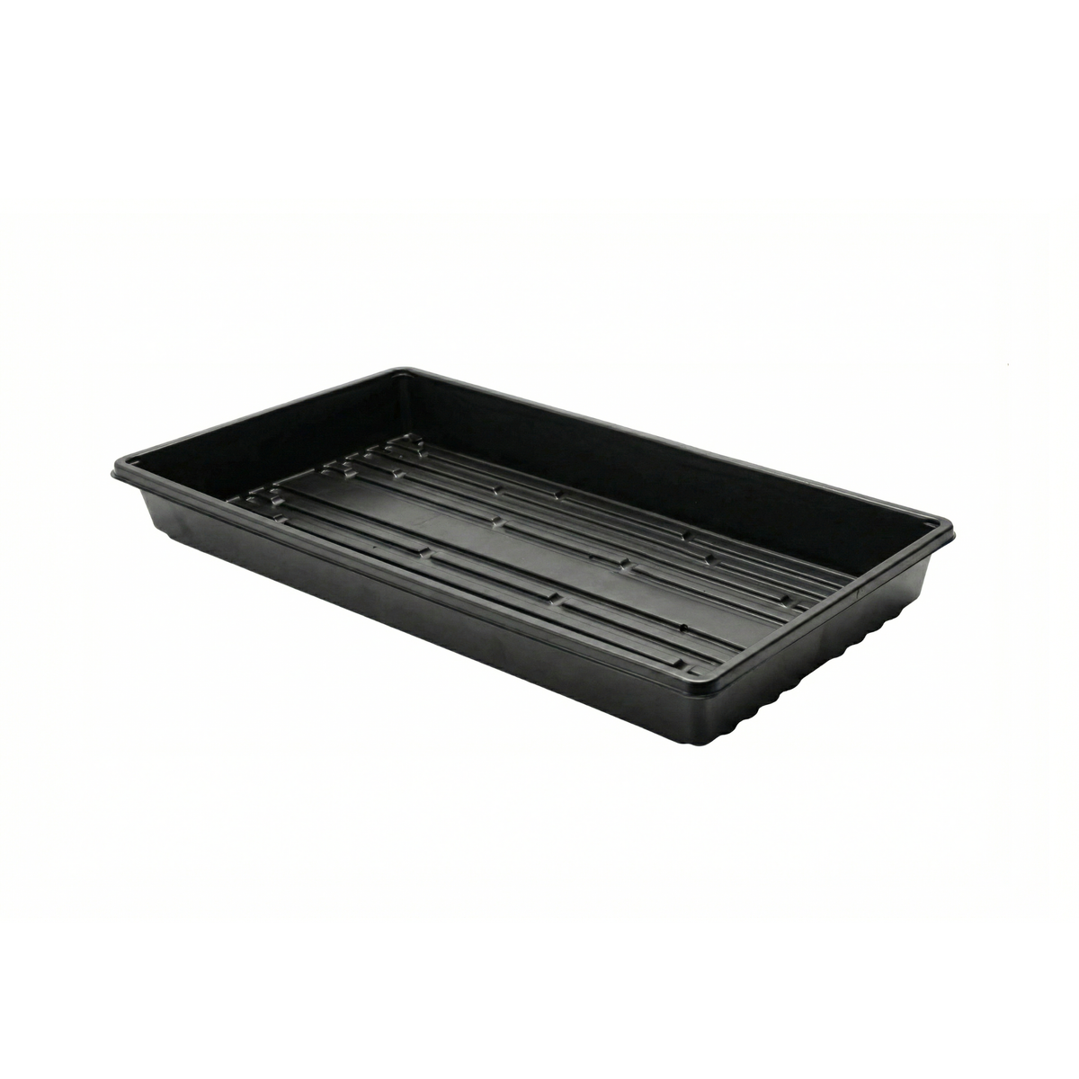Black plastic hydroponic tray without cells for hydroponic green fodder (HGF) and microgreens production.
