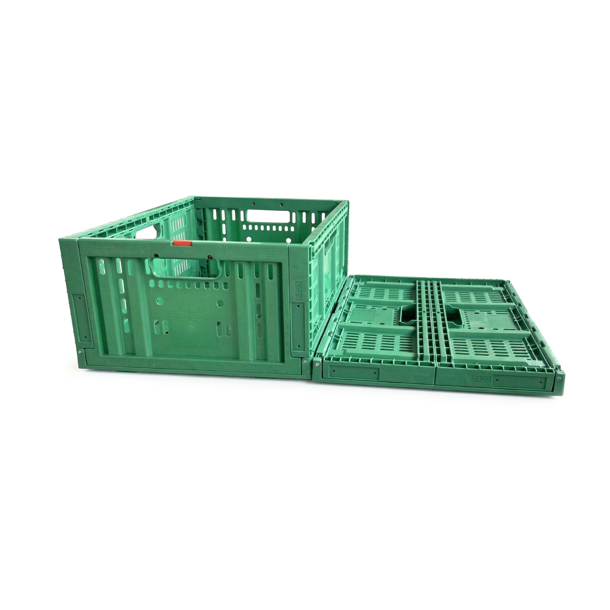 Système de fermeture sécurisée et de pliage de la caisse plastique ventilée, idéal pour la réutilisation.