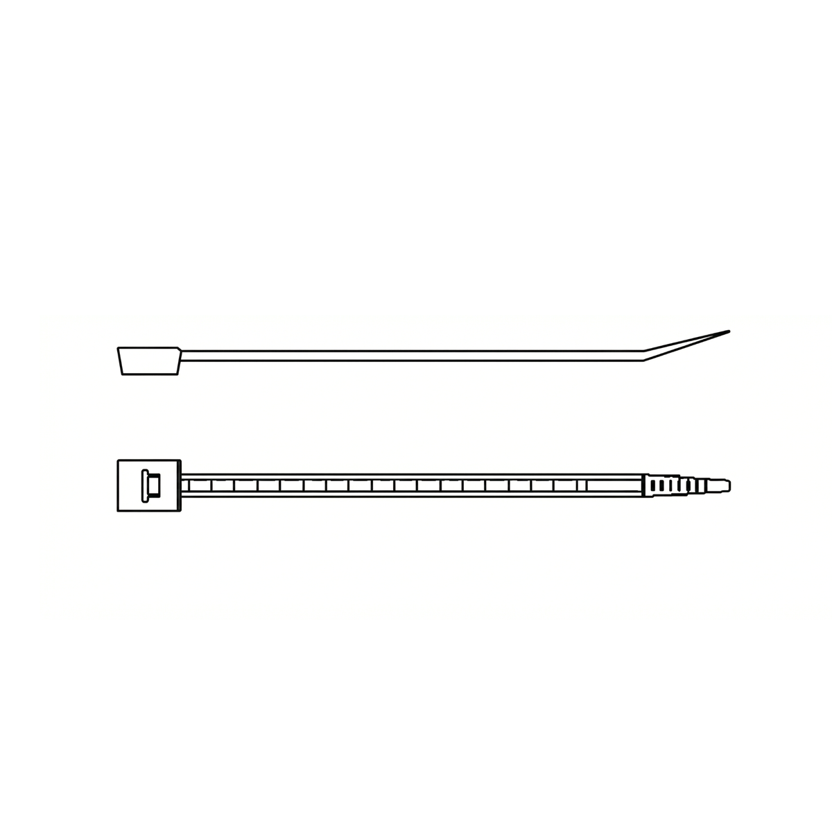 Diagram for interpreting the measurements of plastic cable ties (width x length).