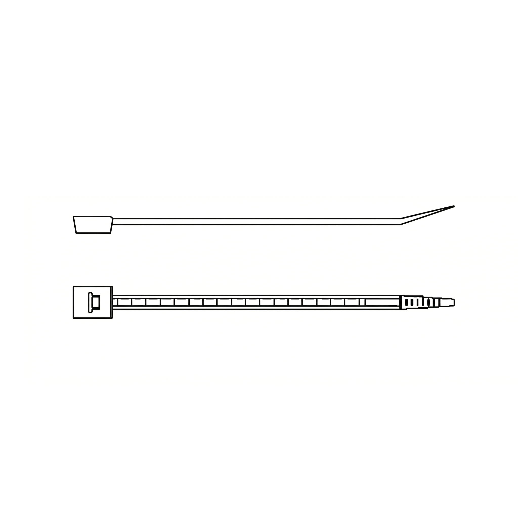 Diagram for interpreting the measurements of plastic cable ties (width x length).
