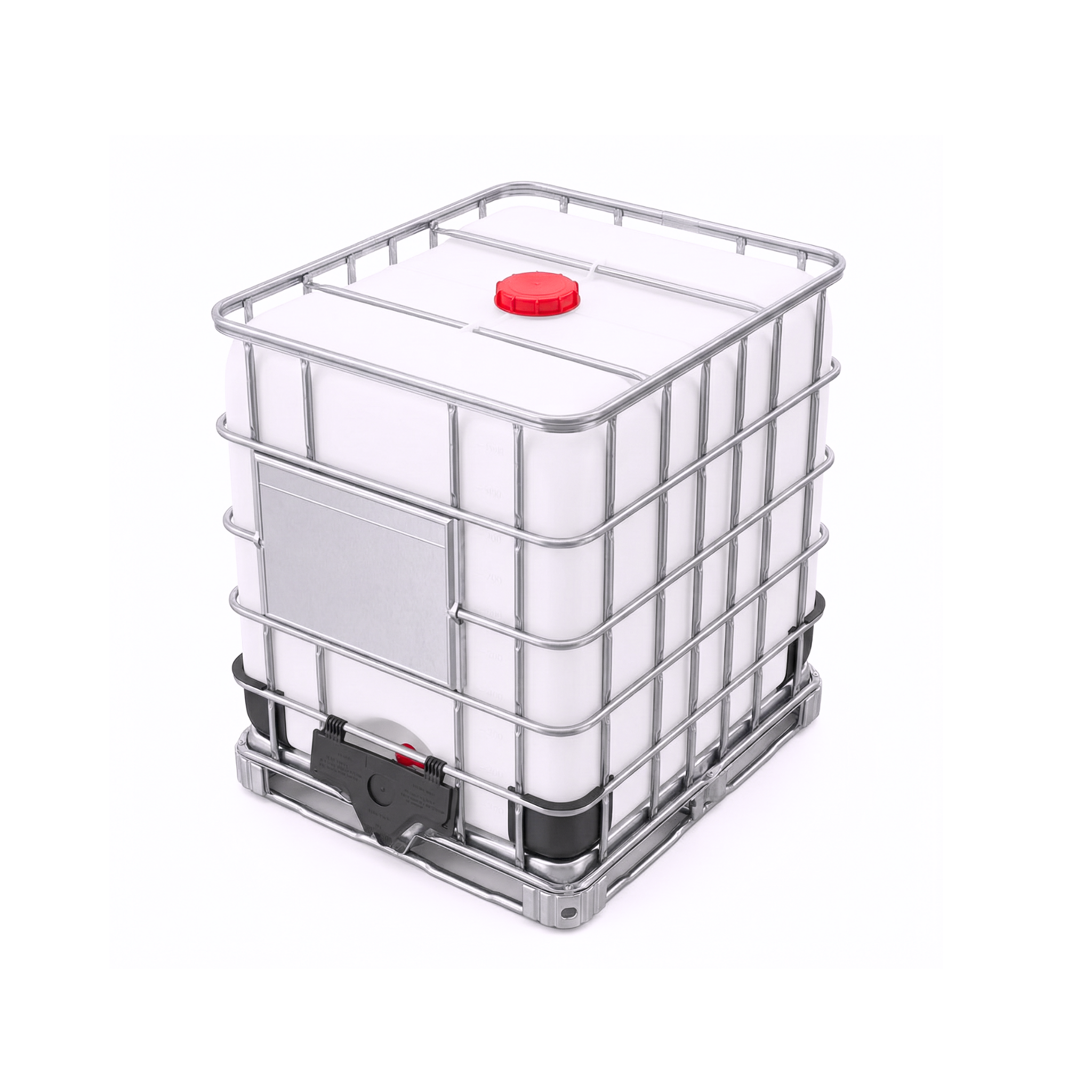 Conteneur IBC de 1000 litres avec cage métallique et base palette pour le transport de liquides industriels à Saint-Domingue.