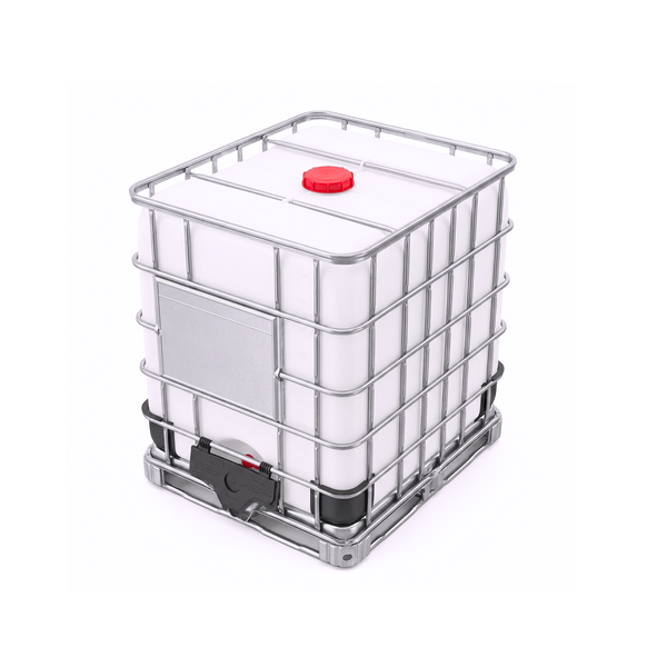 Contenedor IBC de 1000 litros con rejilla metálica y base de pallet para transporte de líquidos industriales en Santo Domingo.