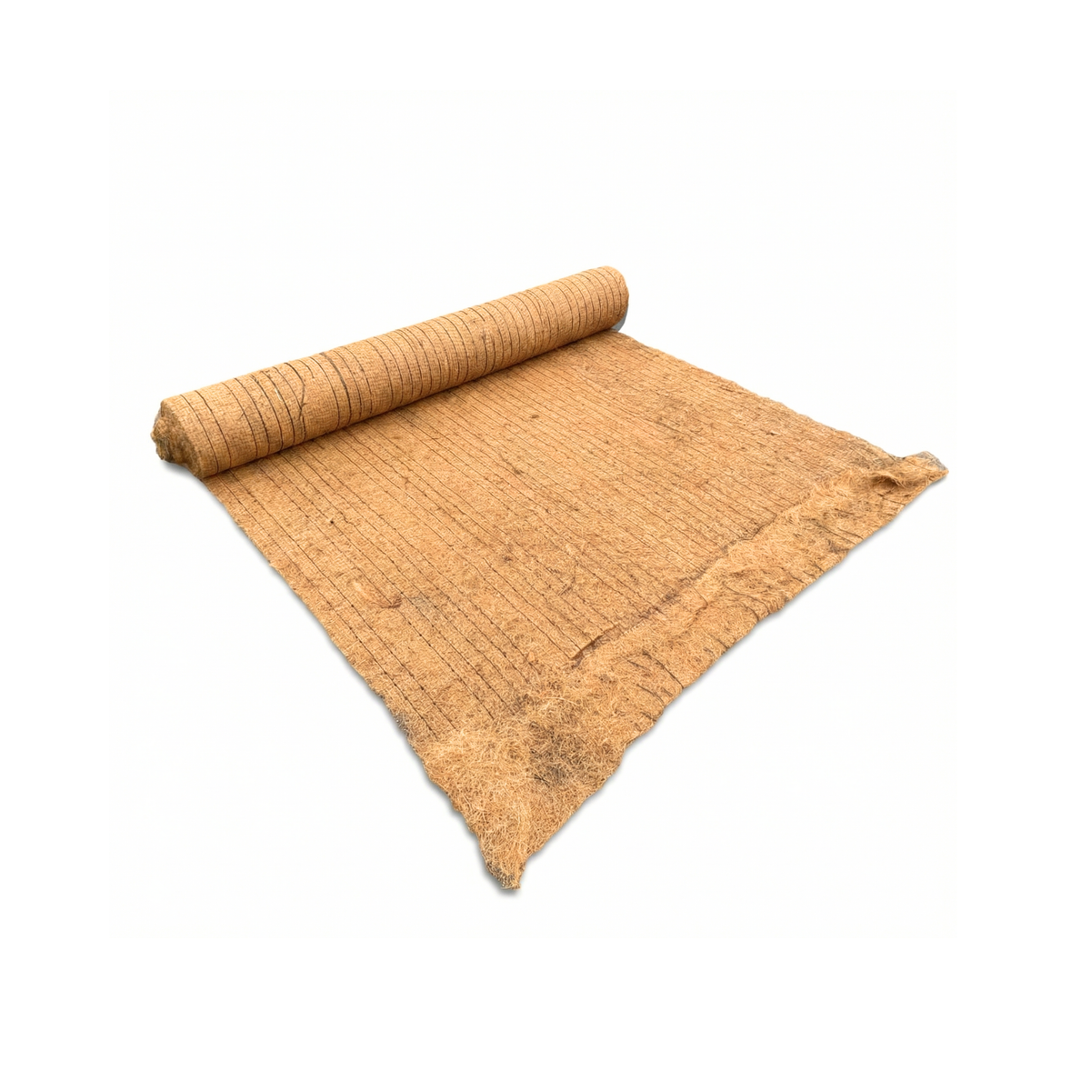 Natte en fibre de coco anti-érosion semi-dépliée, matériau pour la revégétalisation à Saint-Domingue.