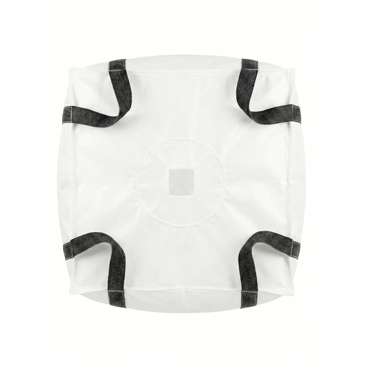 Reinforced base of an industrial big bag or maxi-sack, designed to support large loads and facilitate the safe transport of products in mining and agriculture.