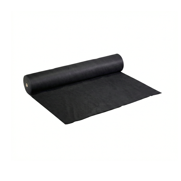 Rollo de geotextil no tejido de polipropileno (PP) negro para separación, filtración y drenaje en proyectos de ingeniería en República Dominicana.