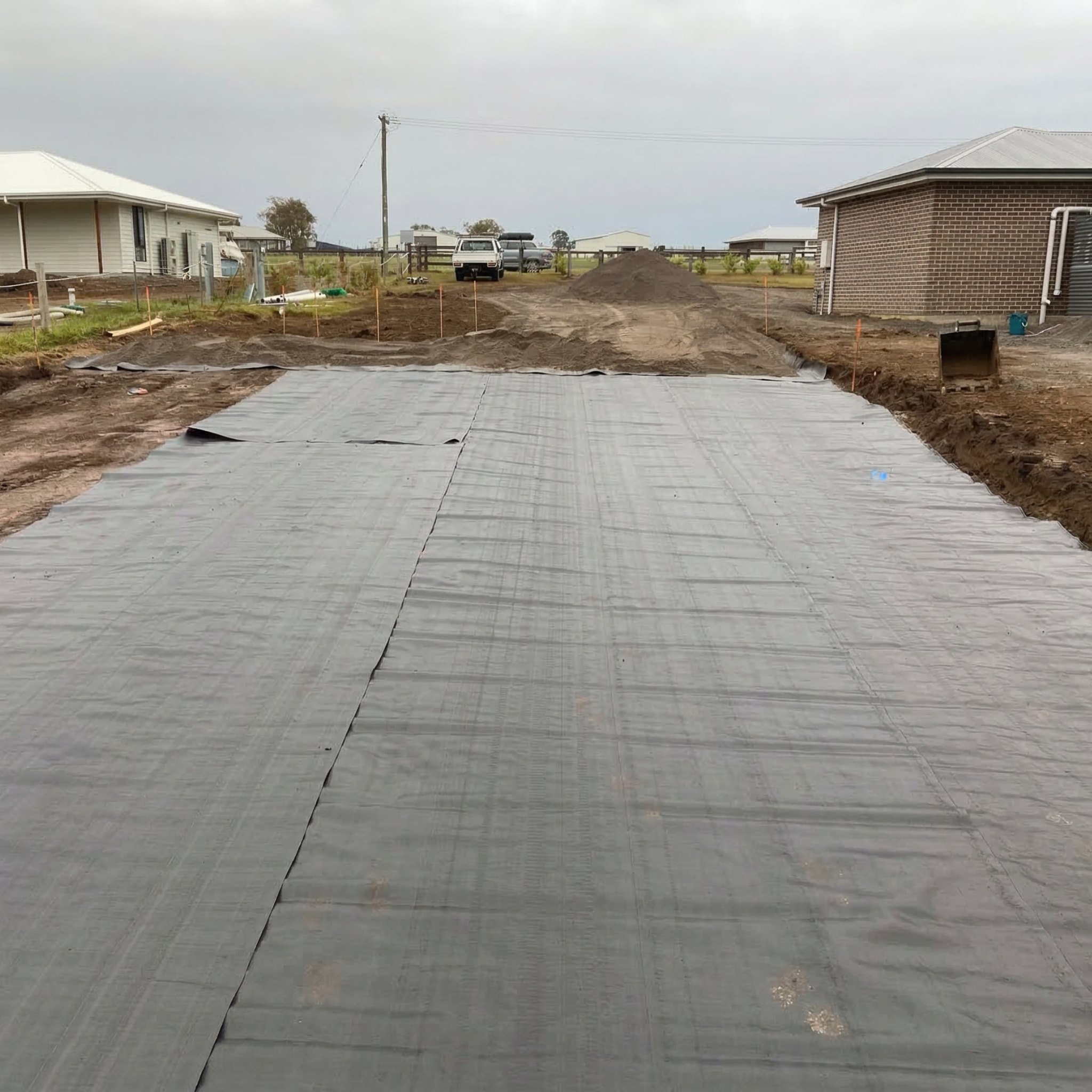 Woven polypropylene geotextile ready for installation in retaining walls and civil works.