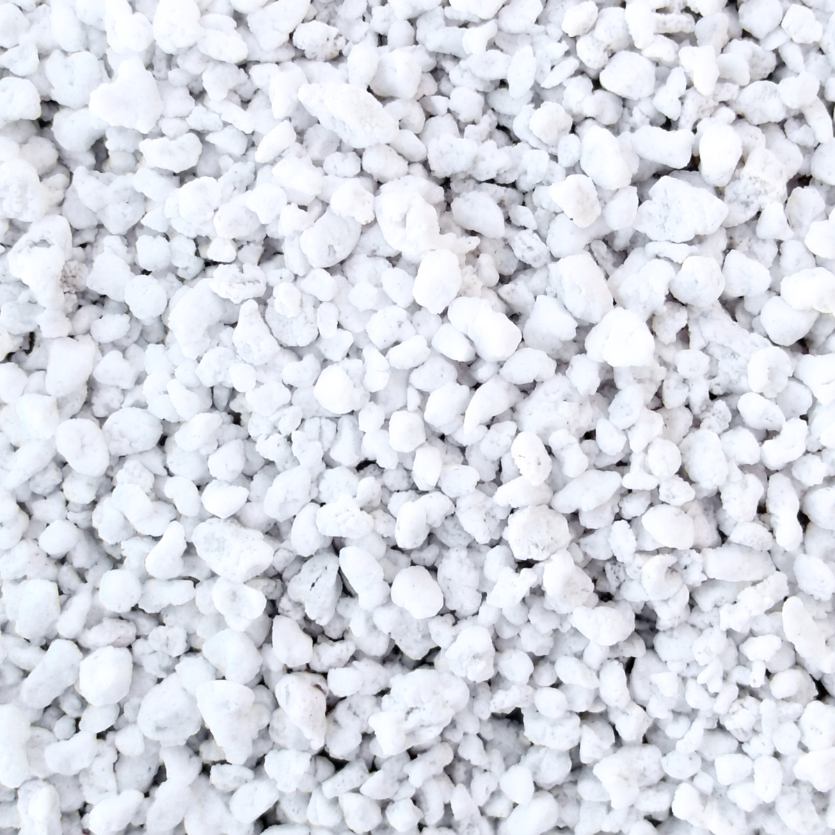 Granulés de perlite expansée, substrat léger et poreux qui améliore le drainage et l'oxygénation dans les pots et cultures hydroponiques.