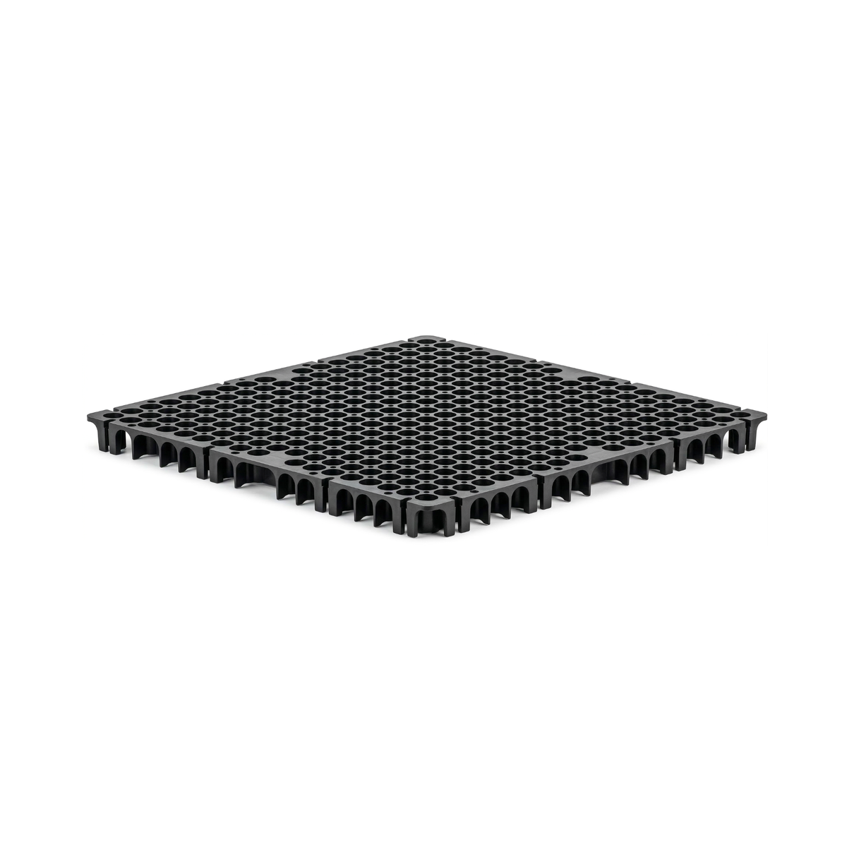 Plaque de cellule de drainage de couleur noire sur fond blanc.