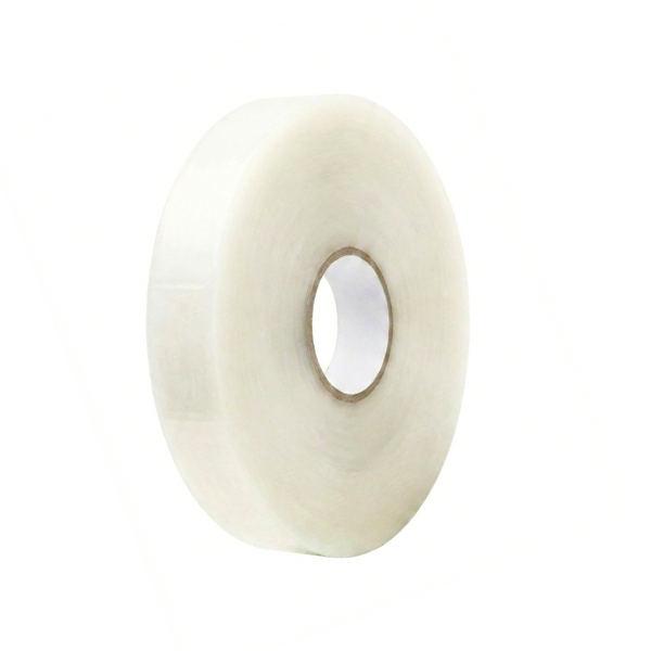Rouleau de ruban adhésif pour machine transparent ou ruban d'emballage industriel à haute adhérence pour la fermeture et le scellement des cartons.