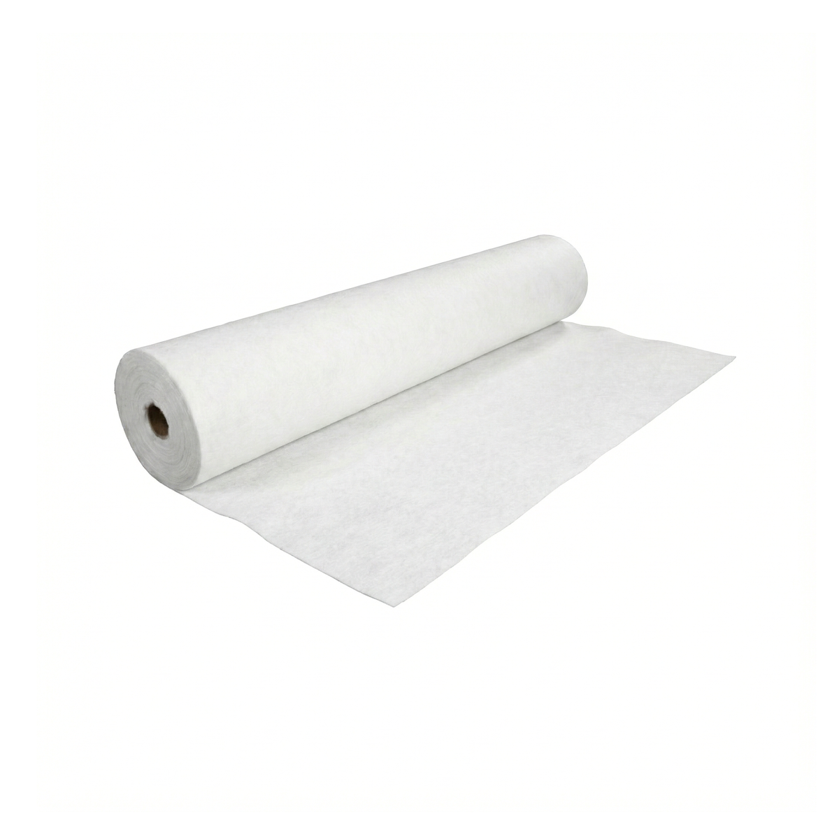 Rollo de geotextil no tejido de poliéster (PET) blanco para separación, filtración y drenaje en obras civiles de República Dominicana.