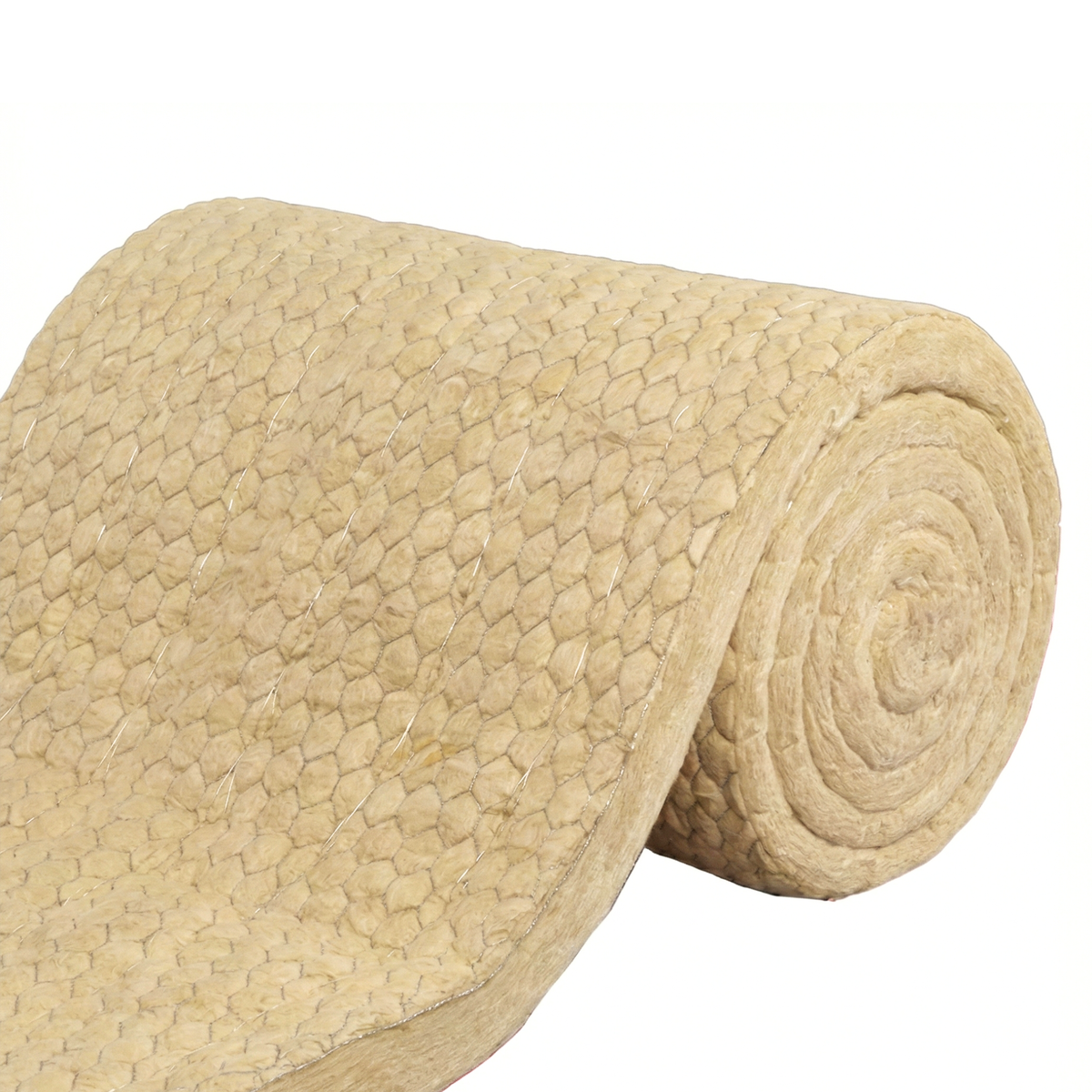 Wire-meshed rock wool roll for industrial thermal and acoustic insulation in the Dominican Republic.