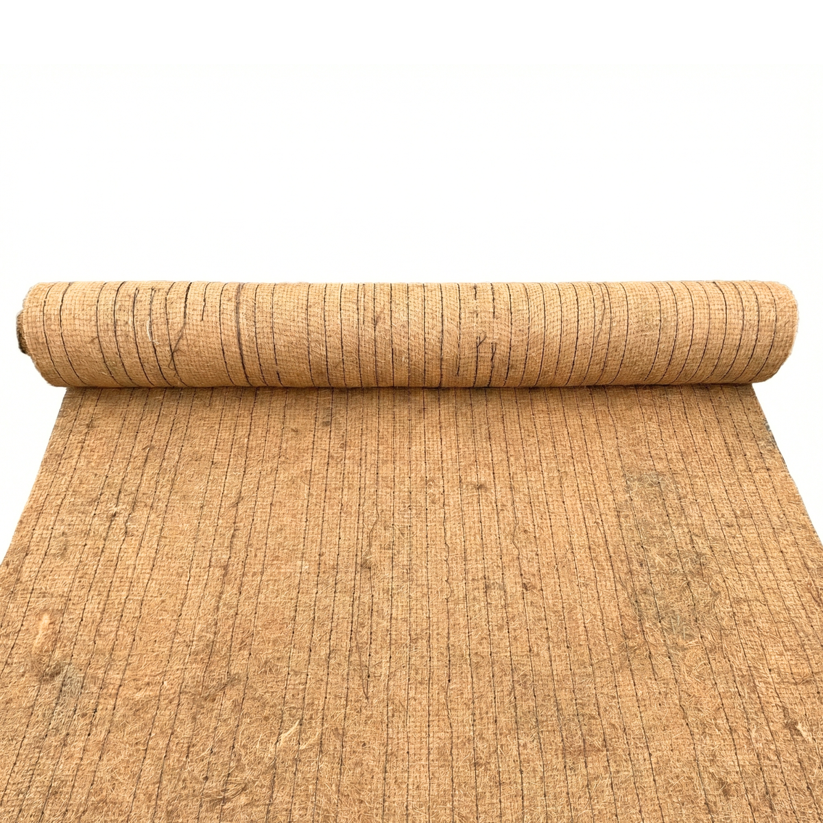 Rouleau de couverture biologique en coco ou natte en fibre naturelle pour projets de génie civil en République dominicaine.