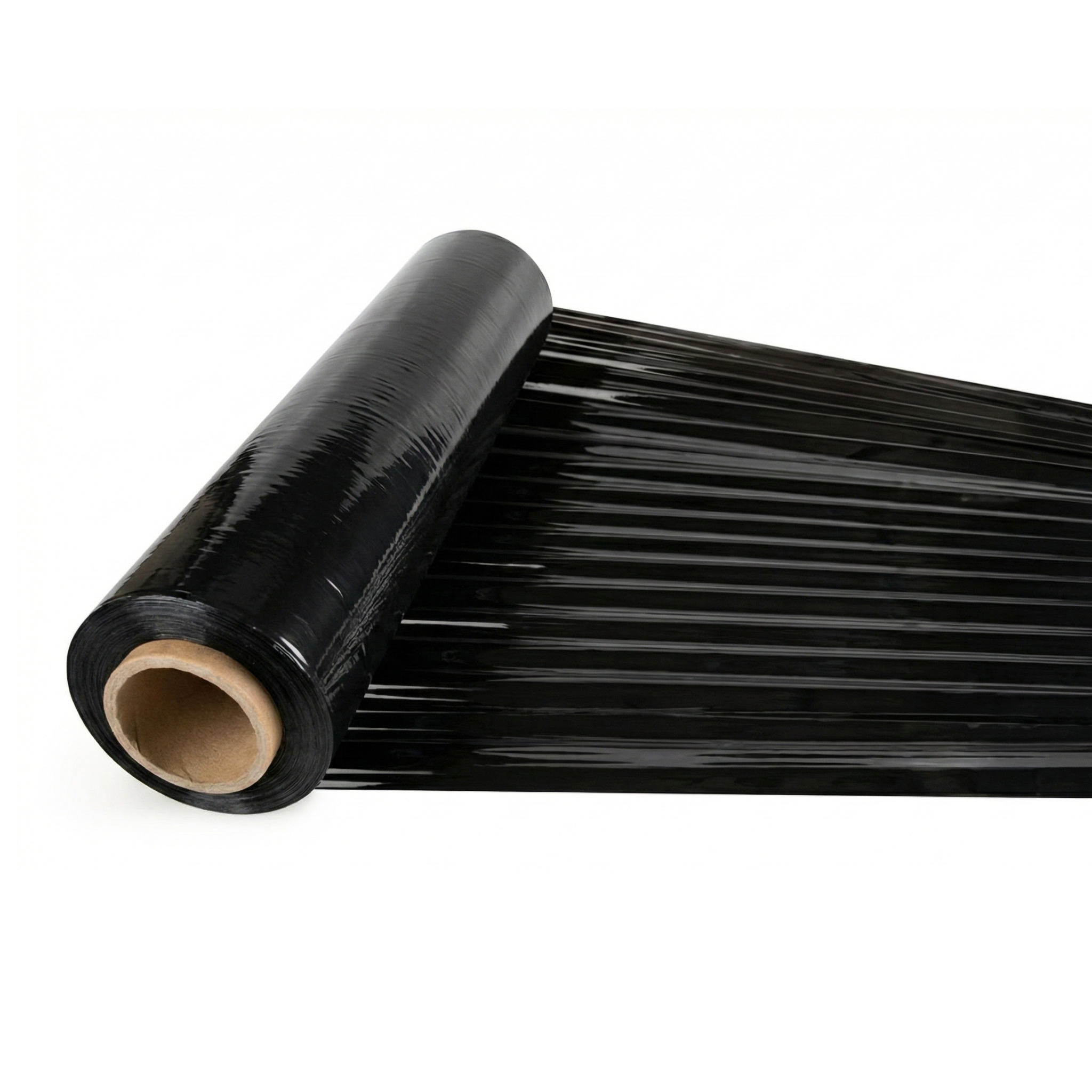 Rollo de plástico para paletizar industrial o film stretch negro de alto rendimiento para empaque y fijación de carga en RD.