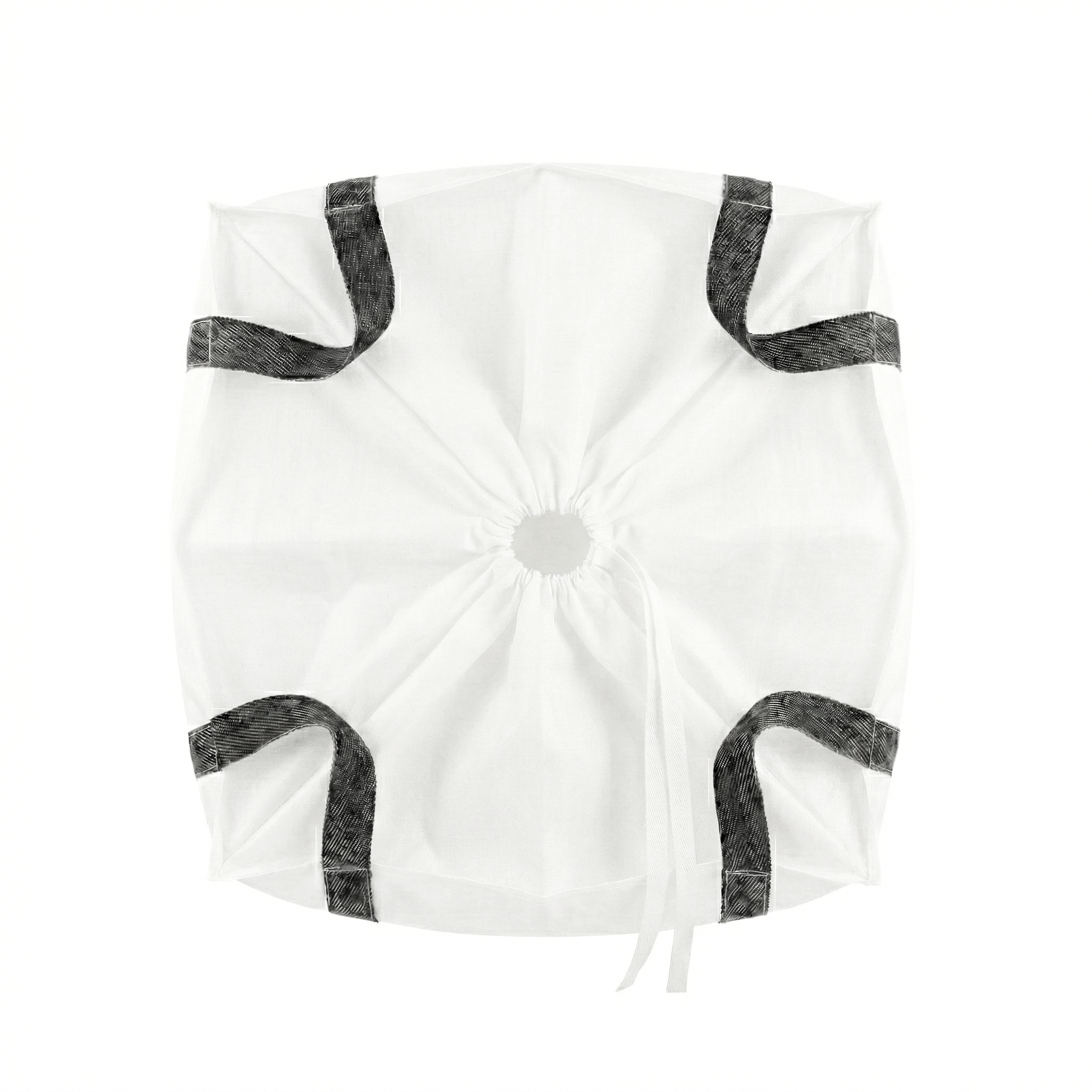 Saco Jumbo (Big Bag) blanco con asas reforzadas, ideal para transporte de arena, escombros o materiales a granel en construcción.