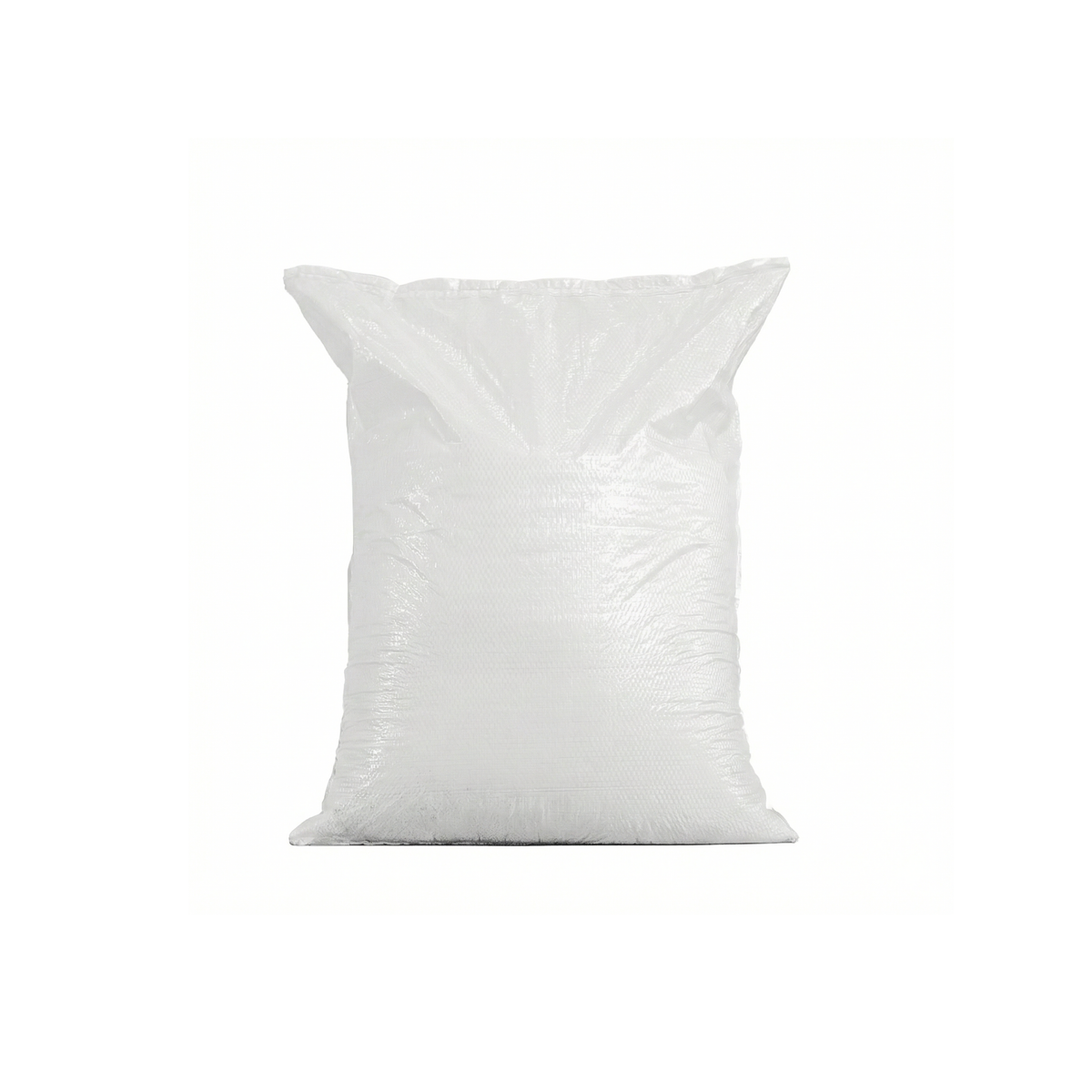 Woven polypropylene sack in white, highly durable for the storage, packaging, and transport of agricultural and industrial products in the Dominican Republic.
