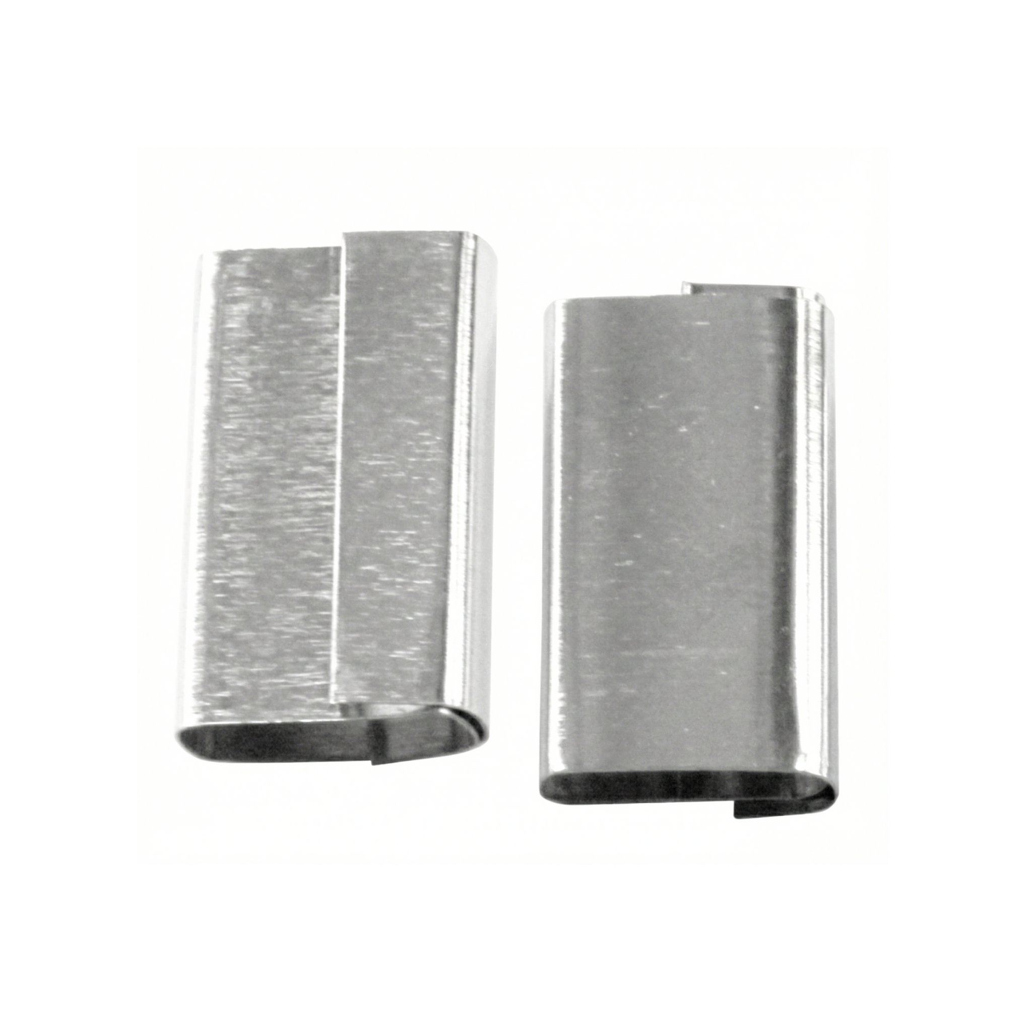 Box with metal seals for PP strapping, accessories to secure strapping bands in industrial packaging.