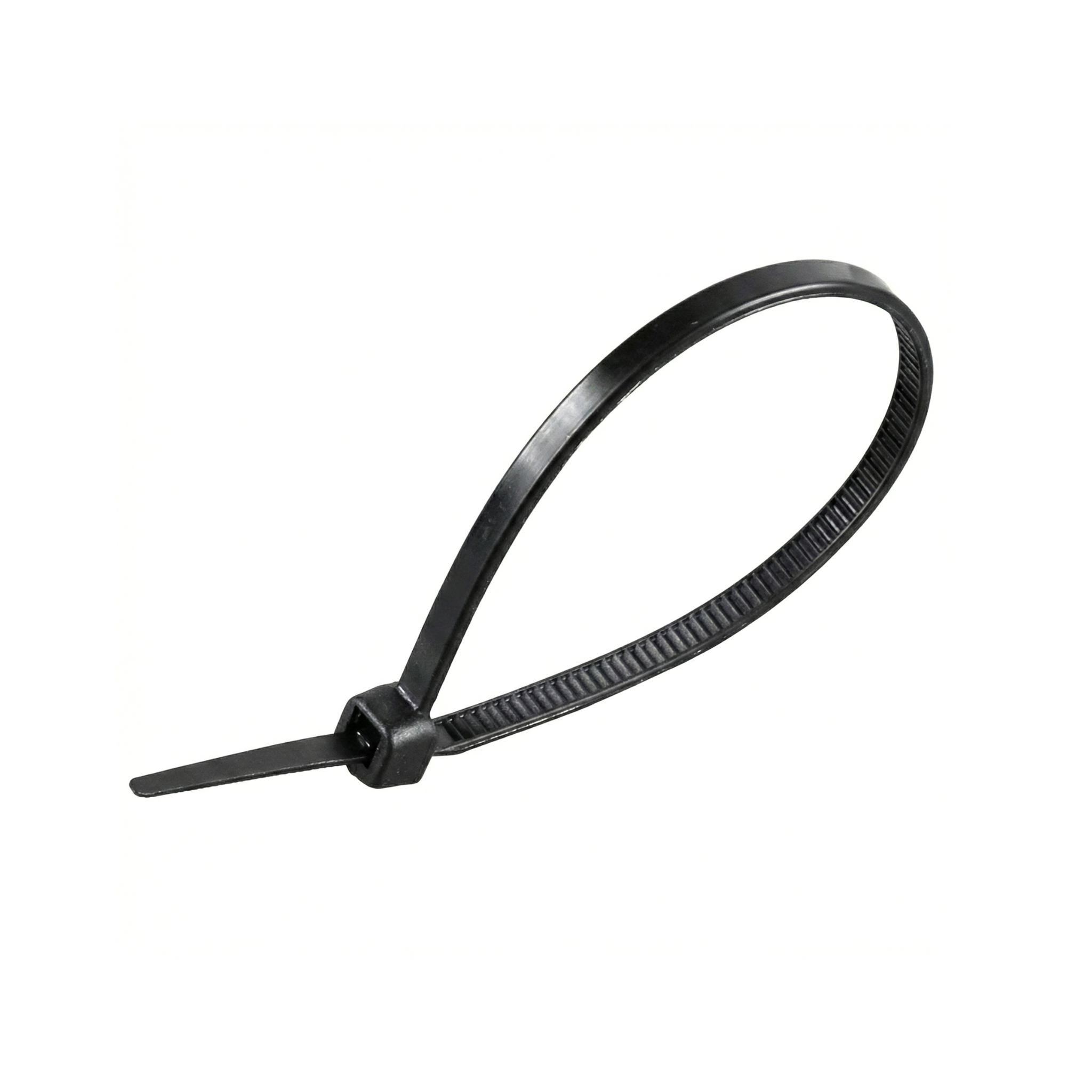 Tairra negra de alta resistencia o brida plástica con protección UV para uso en exteriores y amarrado seguro.