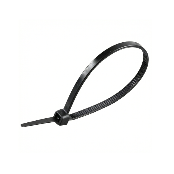 Attache de câble noire haute résistance ou collier plastique avec protection UV pour usage extérieur et attache sécurisée.